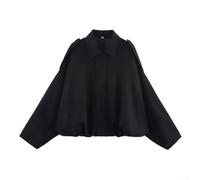 Women's Suede Jacket pour batwing Sleeve Zipper Front Women's(Black S)
