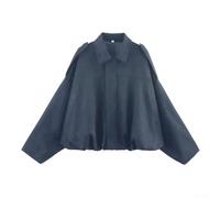 Women's Suede Jacket pour batwing Sleeve Zipper Front Women's(Navy S)