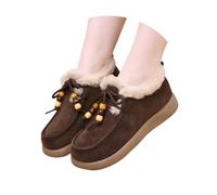Women's Suede Platform Loafers with Fur Lined Fashion Suede Furry Collar Slip on Winter Ankle Boots Winter Outdoor Daily Work Walking Shoes (Coffee,41)