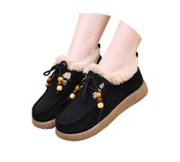 Women's Suede Platform Loafers with Fur Lined Fashion Suede Furry Collar Slip on Winter Ankle Boots Winter Outdoor Daily Work Walking Shoes (Black,39)