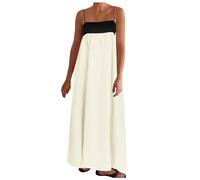 Women's Summer Maxi Dress Linen Dress Contrast Trim Spaghetti Straps Outfits Sleeveless Long Dresses Travel Vacation Dressy Sundress Elegant Cocktail Dresses B-69