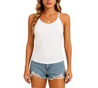 Women's Summer Ruched Tank Top Sleeveless Wave Stripe Camisole Casual Slim Fit Basic Tee Shirts for Ladies Girls Trendy Going Out Tops Fashion