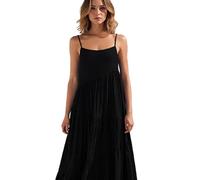 Women's Summer Sleeveless Spaghetti Strap Maxi Dress Casual Tiered Flowy Long Dress Solid Color Loose Fit Beach Vacation Sundress