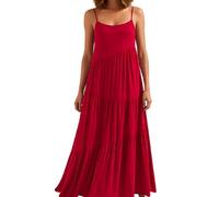 Women's Summer Sleeveless Spaghetti Strap Maxi Dress Casual Tiered Flowy Long Dress Solid Color Loose Fit Beach Vacation Sundress