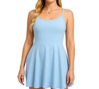 Women's Summer Spaghetti Strap Mini Dress Casual Sleeveless Scoop Neck Flared Skater Dress Plus Size Black Swing Sundress for Party Beach Daily