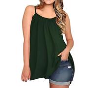 Women's Summer Spaghetti Strap Tank Top Plus Size Flowy Camisole Solid Color Casual Blouse Sleeveless Loose Fit Beach Vacation Tops for Women Trendy