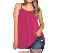 Women's Summer Spaghetti Strap Tank Top Plus Size Flowy Camisole Solid Color Casual Blouse Sleeveless Loose Fit Beach Vacation Tops for Women Trendy