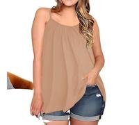 Women's Summer Spaghetti Strap Tank Top Plus Size Flowy Camisole Solid Color Casual Blouse Sleeveless Loose Fit Beach Vacation Tops for Women Trendy