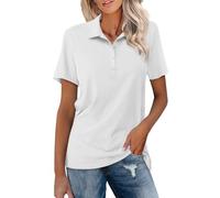 Women's T-Shirt Women's Short Sleeve Shirts Summer Button Down Collared Tops Casual Loose Tees Comfortable Tee Tops Ladies Summer Shirts (White, XL)
