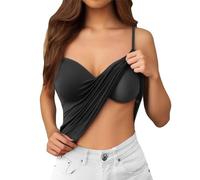 Women's Tank Top White Comfortable All Day Sexy Padded Invisible Bra for Terrace Parties with Built-in Summer Strap