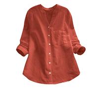 Women's Tops Solid Shirt Blouse Sleeve Down Tops Long Button Cotton Blouse Fall Baggy Shirts Casual Blouse Ladies Fashion Elegant T Shirts F-106