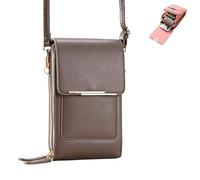Women's Touch Screen Mobile Phone Messenger Bag, Block Anti-Theft Leather Messenger Bag,Clear Window Crossbody Bags (Grey)