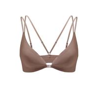 Women's Triangle Bralette Comfort Full Bra Front Closure Deep V-Neck Seamless Wireless Adjustable Lace Top, Black, M(Coffee,L)
