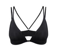 Women's Triangle Bralette Comfort Full Bra Front Closure Deep V-Neck Seamless Wireless Adjustable Lace Top, Black, M(Black,M)
