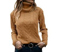 Women's Turtleneck Sweater Femme, Coupe Classique Grande Taille Chaud Couleur Unie Confortable en Tricot Décontracté Doux Épaisse Ample Léger Hiver Mode Chic Manches Longues Pullover De Travail Sport