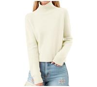 Women's Turtleneck Sweater Pull Hiver Femme, Chaud Mode Confortable Décontracté Léger Grande Taille Elegant Chic en Tricot Manches Longues Doux Couleur Unie Ample Épaisse Pullover De Sport Travail