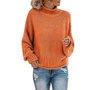 Women's Turtleneck Sweater Pull Long Femme, Ample Décontracté Couleur Unie Elégant Manches Longues Léger Épaisse Hiver en Tricot Elegant Confortable Mode Chaud Chic Doux Pullover De Sport Travail