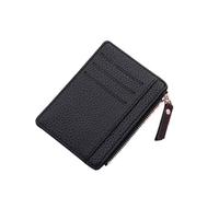 Women's Ultra-Thin Card Holder Coin Purse Zipper Candy Color Bus Student Bank Bag(Black)
