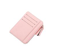 Women's Ultra-Thin Card Holder Coin Purse Zipper Candy Color Bus Student Bank Bag(Pink)