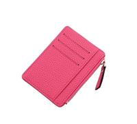 Women's Ultra-Thin Card Holder Coin Purse Zipper Candy Color Bus Student Bank Bag(Rose Red)