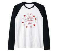 Womens Valentine's Day Love Heart Printed Casual Graphic Art Manche Raglan