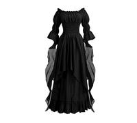 Women's Victorian Dress Renaissance Medieval Costume Gothic Witch Dress for Women Black XL