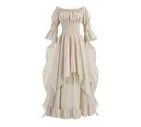 Women's Victorian Dress Renaissance Medieval Costume Gothic Witch Dress for Women Ivory M