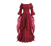 Women's Victorian Dress Renaissance Medieval Costume Gothic Witch Dress for Women Red M