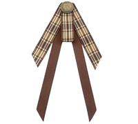 Womens Vintage Brown Plaids Ribbon Bowtie Brooch Pin Student Uniform Shirt Jabot Collar Pre Tied Bowknot Necktie Clip Women Girl Bowtie