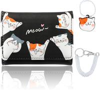 Women's Wallet Pu Leather Coin Purse For Women Rfid Protection Short Wallets Small Soft Foldable Coin Purse With 9 Card Slots Coin Pouch, Beautiful Black Cat, Black, Vpn-343