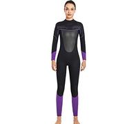 Womens Wetsuit 3mm Neoprene Full Body Keep Warm Surfing Suits Back Zip Swimsuits for Snorkeling Scuba Canoeing Water Sports in Cold Water Keep Warm (Purple L/Large)