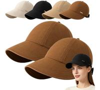 Women's Wide Brim Sun Visor Hat - Lightweight Foldable Design, Quick-Dry Fabric, Adjustable Strap, Ponytail Opening, and Travel-Friendly for Beach, Travel, and Everyday Sun Shade (2*Marron)