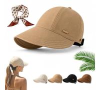 Women's Wide Brim Sun Visor Hat, UPF 50+ Adjustable Foldable (Khaki)