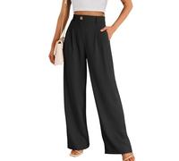 Women's Wide Leg Dress Pants High Waisted Loose Fit Business Casual Work Trousers with Pockets(Black,XL)