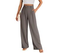 BTFONIA Women's Wide Leg Dress Pants High Waisted Loose Fit Business Casual Work Trousers with Pockets(Mocha Brown,S)