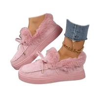 Womens Winter Flat Boots Warm Durable Shoes With Fur,Cozy Bowknot Fleece Lining,Slip Resistant Indoor Outdoor Cozy Fleece Lined House Boots, Comfortable Slipper Booties (Pink,40)