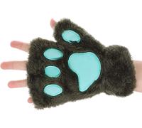 Women's Winter Gloves Thick Warm Plush Gloves Cute Cat Paw Bear Ski Gloves Soft Comfort Half Finger Mittens With Rope Neck Strap Christmas Gift Halloween"".[J280]