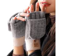 Women's Winter Gloves, Touch Screen Winter Gloves, Warm Knitted Gloves, Flip-Up Gloves, Convertible Half Finger Gloves For Skiing Cycling And Sms