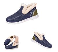 Women's Winter Plush Lined Flat Shoes, Winter Flat Fluffy Ankle Snow Boots,Loafer Casual Outdoor Plush Short,Warm Faux Fur Lined Anti-Slip Slip on (Blue,43)