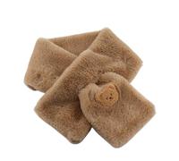 Women's Winter Thickened Warm Cross Neck Scarf Cute Bear Design Solid Color Plush Elegant Shawl