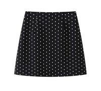 Women's Wool Blend Mini Skirt Fall Winter High Waist A-Line-Black-Medium