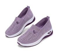 Women's Woven Orthopedic Breathable Soft Shoes, Breathable Mesh Slip on Sneakers with Arch Support for Daily, Summer Comfortable Slip on Mesh Orthopedic Walking Sneakers (Light Purple,42)