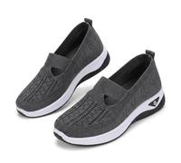 Women's Woven Orthopedic Breathable Soft Shoes, Breathable Mesh Slip on Sneakers with Arch Support for Daily, Summer Comfortable Slip on Mesh Orthopedic Walking Sneakers (Dark Gray,40)