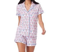 Womens Y2k Pajamas Set 2 Piece Button Down Monkey Shorts Set, Button Down Cute Monkey Graphics Matching Pjs Sets (Pink Orchid Monkey,S)