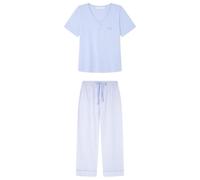 Women'secret Capri Pyjama Daily Stripes, Bleu, XL Femme