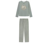 Women'secret Pijama Largo Teddy Checks Pyjama, Vert, XL Femme