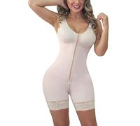 Womens's Beige Buttoned Waist Trainer Body Shaper Lace Side Zipper Ladies Underwear Reducing Girdles and Modeling