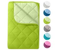 wometo Couette d'été en microfibre - Design réversible - 200 x 200 cm - Certifié Oeko-Tex - Vert et vert clair - Lavable à 95° - Pour le camping et les journées chaudes - Utilisable sans housse -