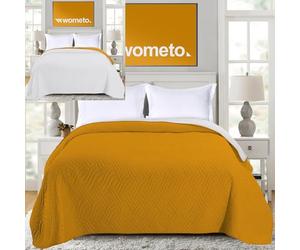 wometo Couvre-lit 220 x 240 cm - Certifié Oeko-Tex - Housse en microfibre jaune gris clair matelassé - Design réversible - XXL