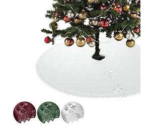 wometo Jupe de Sapin XXL de qualité supérieure, Couverture Blanche de circonférence 120cm, Oeko-Tex, avec Fermeture éclair de qualité